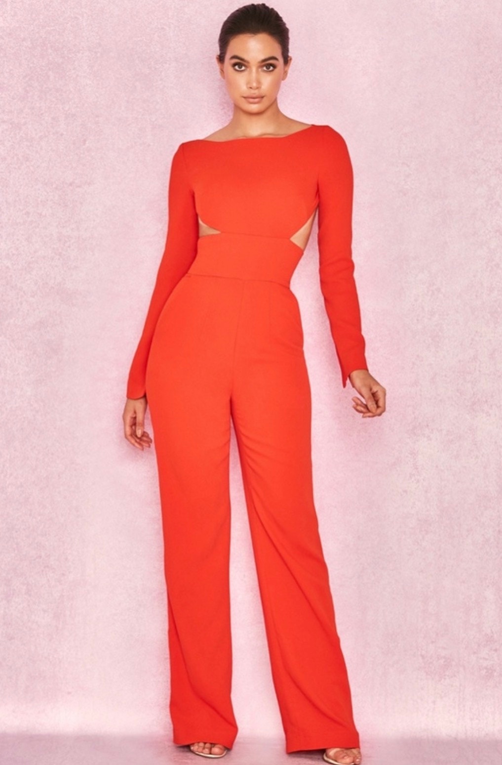 House Of Cb Crisanta Dark Orange Backless Jumpsuit Small Club Party Night Out